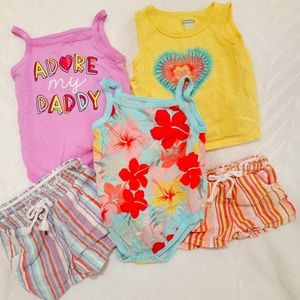 Bundle of Baby Girl Summer Shorts Shirts 9 to 12 months
